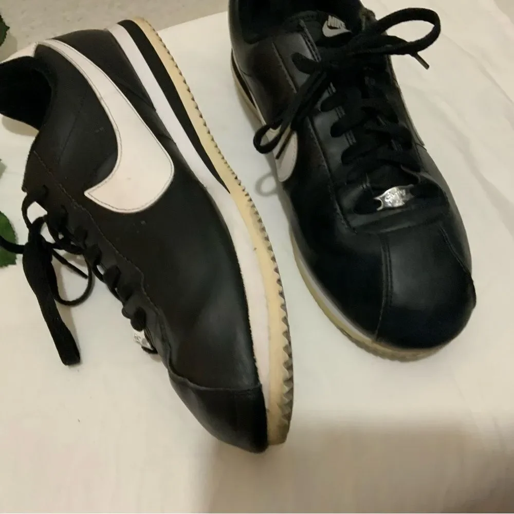 Nike Cortez '72 Basic Leather Black White Lace Up Sneakers Running Shoes 13